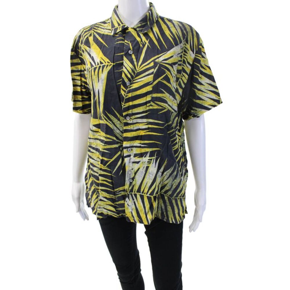 Double Rainbouu Mens Black Cotton Collared Button-Down Shirt Size XS